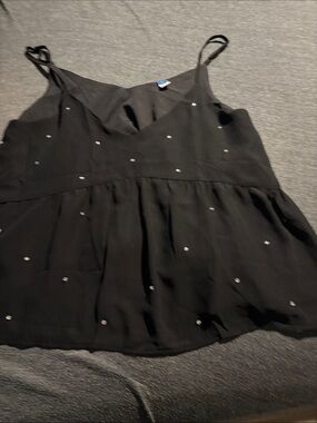 Old Navy Black Beaded Spaghetti-Strap Camisole